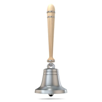 School call bell. Hand bell. 3D render illustration isolated on white background