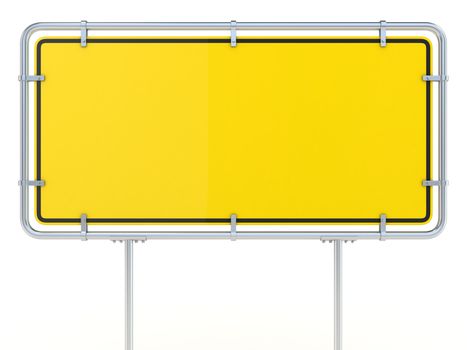 Blank framed traffic road sign standing. 3D render illustration isolated on white background
