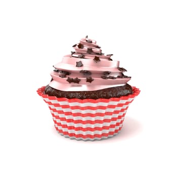 Cupcake. 3D render illustration isolated on white background