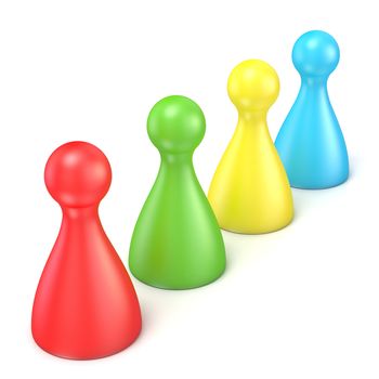 Colorful play figures. 3D render illustration isolated on white background