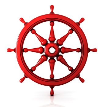 Ship wheel 3d isolated on white background