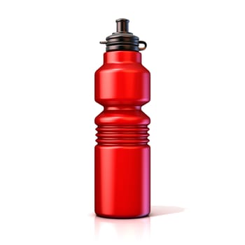 Red plastic sport bottles bottle. 3D render isolated on white background