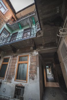 The Typical Old Courtyard in the Historic City of Budapest in Hungary