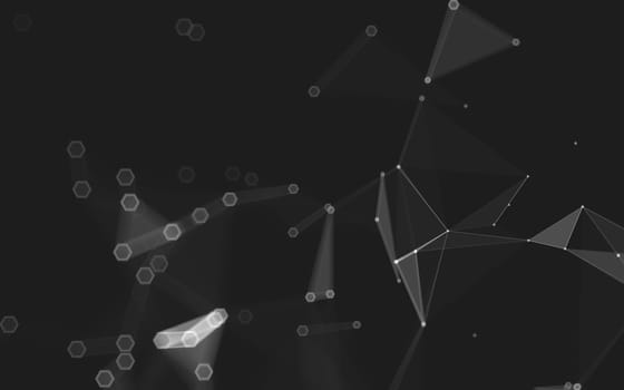 Abstract polygonal space low poly dark background with connecting dots and lines. Connection structure. 3d rendering