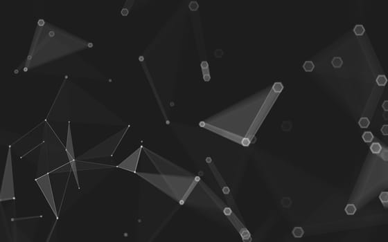 Abstract polygonal space low poly dark background with connecting dots and lines. Connection structure. 3d rendering