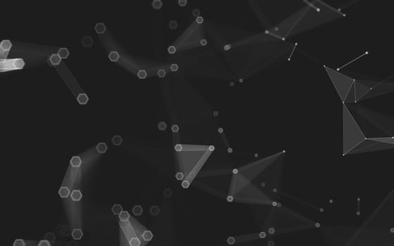 Abstract polygonal space low poly dark background with connecting dots and lines. Connection structure. 3d rendering