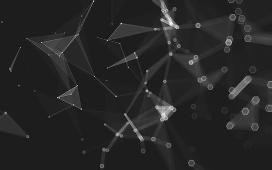 Abstract polygonal space low poly dark background with connecting dots and lines. Connection structure. 3d rendering