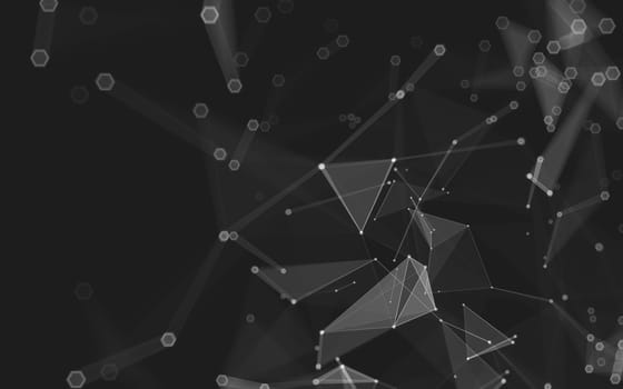 Abstract polygonal space low poly dark background with connecting dots and lines. Connection structure. 3d rendering