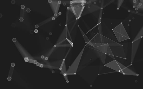 Abstract polygonal space low poly dark background with connecting dots and lines. Connection structure. 3d rendering