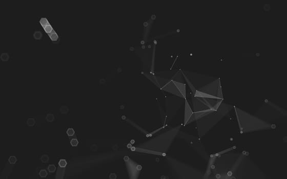 Abstract polygonal space low poly dark background with connecting dots and lines. Connection structure. 3d rendering