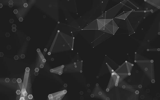 Abstract polygonal space low poly dark background with connecting dots and lines. Connection structure. 3d rendering