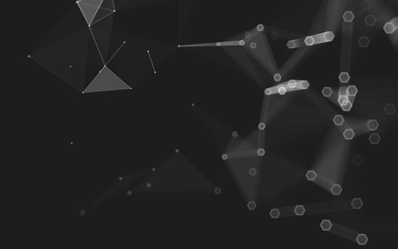 Abstract polygonal space low poly dark background with connecting dots and lines. Connection structure. 3d rendering