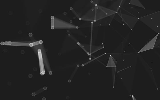 Abstract polygonal space low poly dark background with connecting dots and lines. Connection structure. 3d rendering