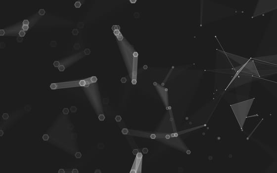 Abstract polygonal space low poly dark background with connecting dots and lines. Connection structure. 3d rendering