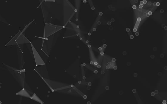 Abstract polygonal space low poly dark background with connecting dots and lines. Connection structure. 3d rendering