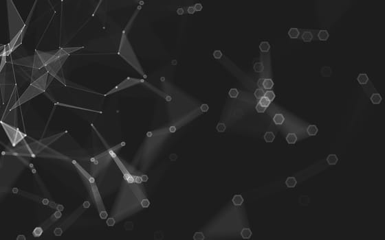 Abstract polygonal space low poly dark background with connecting dots and lines. Connection structure. 3d rendering