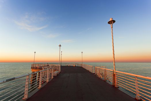 Special vision from the jetty of Marina di Massa to dawn of the new year