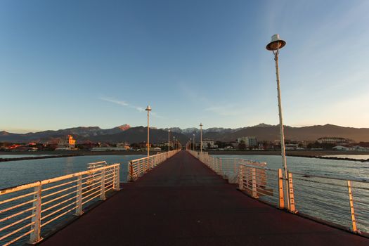 Special vision from the jetty of Marina di Massa to dawn of the new year