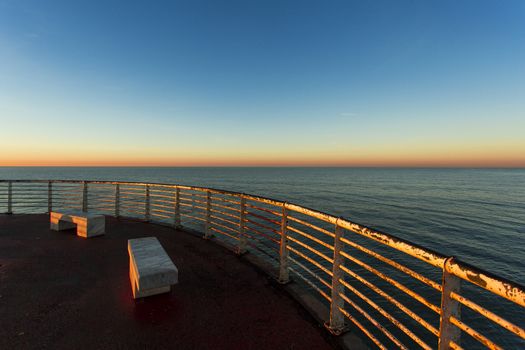 Special vision from the jetty of Marina di Massa to dawn of the new year