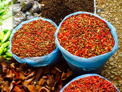 Fresh chili organic vegetables in Luang Prabang, Laos