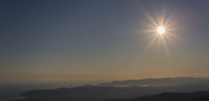 Panoramic view from top of Ligurian coast