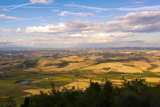 Panoramic view of the Tuscan hill from Montalcino