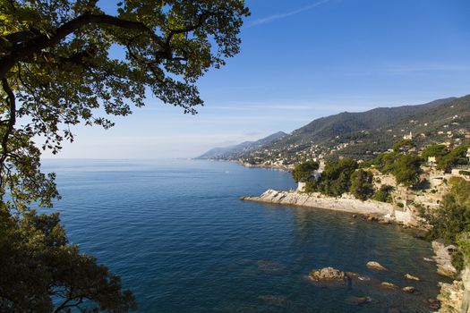 Panoramic view of an Italian seaside landscape on a sunny day