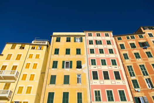 Bottom view of a palaces of a seaside town on a sunny afternoon