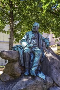 Statue of famous poet and writer Adalbert Stifter in Linz, Austria