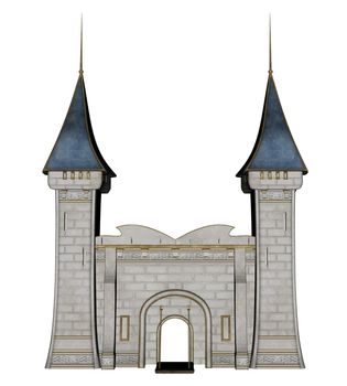 Beautiful detailed castle entrance isolated in white background - 3D render