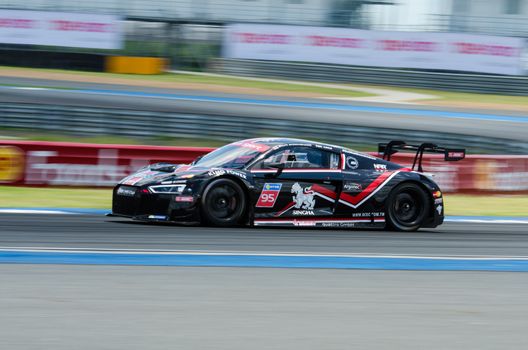 BURIRAM - THAILAND 24 : Audi R8 LMS Cup on display Buriram Super Race 2016 at Chang International Racing Circuit on July 24, 2016, Buriram, Thailand.