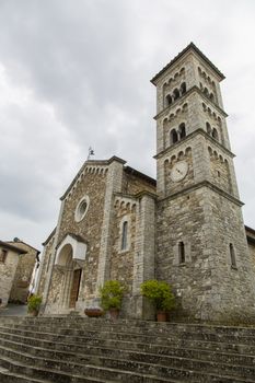 Castellina in Chianti, IT - April 21. Bottom view of San Salvatore Church