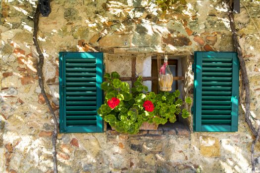 View from a window of an old house in a Tuscan village