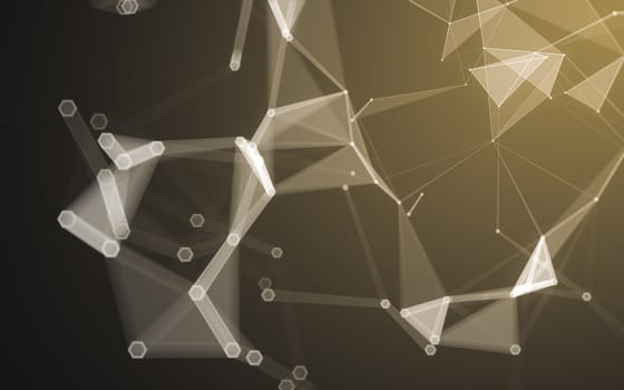 Abstract polygonal space low poly dark background with connecting dots and lines. Connection structure. 3d rendering