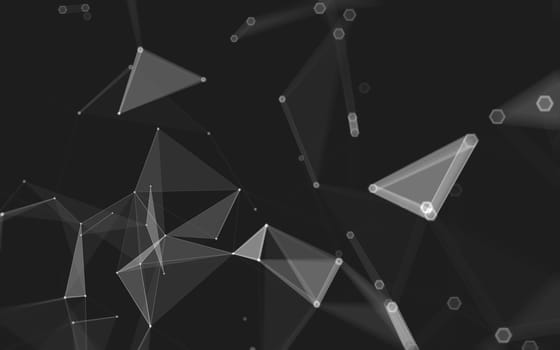 Abstract polygonal space low poly dark background with connecting dots and lines. Connection structure. 3d rendering