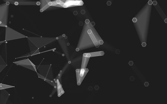 Abstract polygonal space low poly dark background with connecting dots and lines. Connection structure. 3d rendering