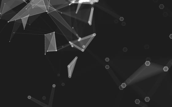 Abstract polygonal space low poly dark background with connecting dots and lines. Connection structure. 3d rendering