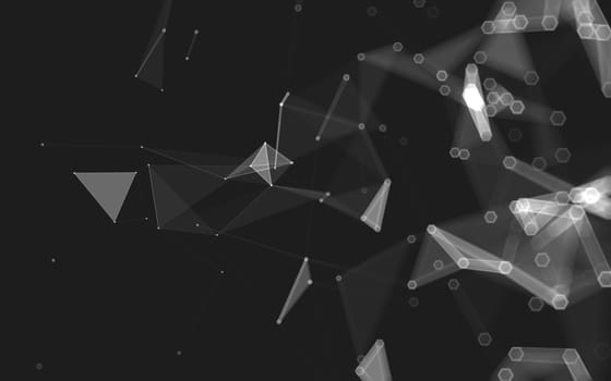 Abstract polygonal space low poly dark background with connecting dots and lines. Connection structure. 3d rendering