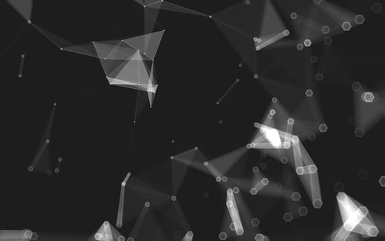 Abstract polygonal space low poly dark background with connecting dots and lines. Connection structure. 3d rendering