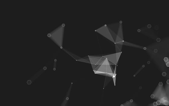 Abstract polygonal space low poly dark background with connecting dots and lines. Connection structure. 3d rendering