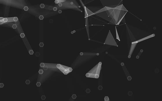 Abstract polygonal space low poly dark background with connecting dots and lines. Connection structure. 3d rendering