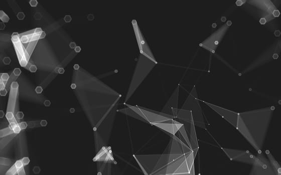 Abstract polygonal space low poly dark background with connecting dots and lines. Connection structure. 3d rendering