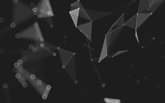 Abstract polygonal space low poly dark background with connecting dots and lines. Connection structure. 3d rendering