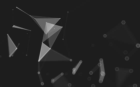 Abstract polygonal space low poly dark background with connecting dots and lines. Connection structure. 3d rendering