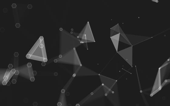 Abstract polygonal space low poly dark background with connecting dots and lines. Connection structure. 3d rendering