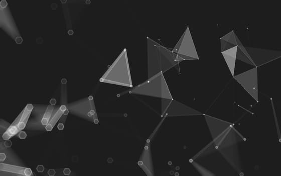 Abstract polygonal space low poly dark background with connecting dots and lines. Connection structure. 3d rendering