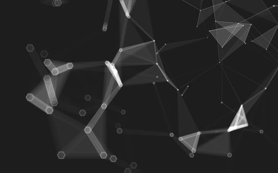 Abstract polygonal space low poly dark background with connecting dots and lines. Connection structure. 3d rendering