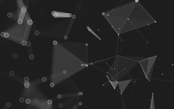 Abstract polygonal space low poly dark background with connecting dots and lines. Connection structure. 3d rendering