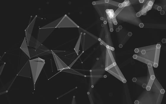 Abstract polygonal space low poly dark background with connecting dots and lines. Connection structure. 3d rendering