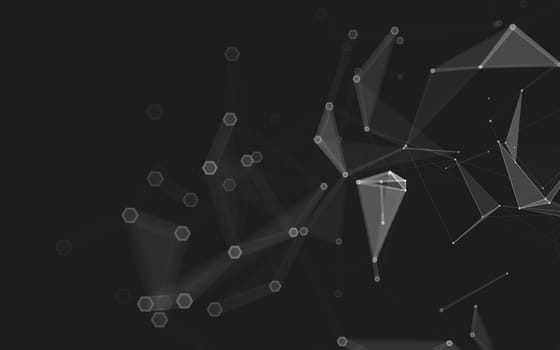 Abstract polygonal space low poly dark background with connecting dots and lines. Connection structure. 3d rendering